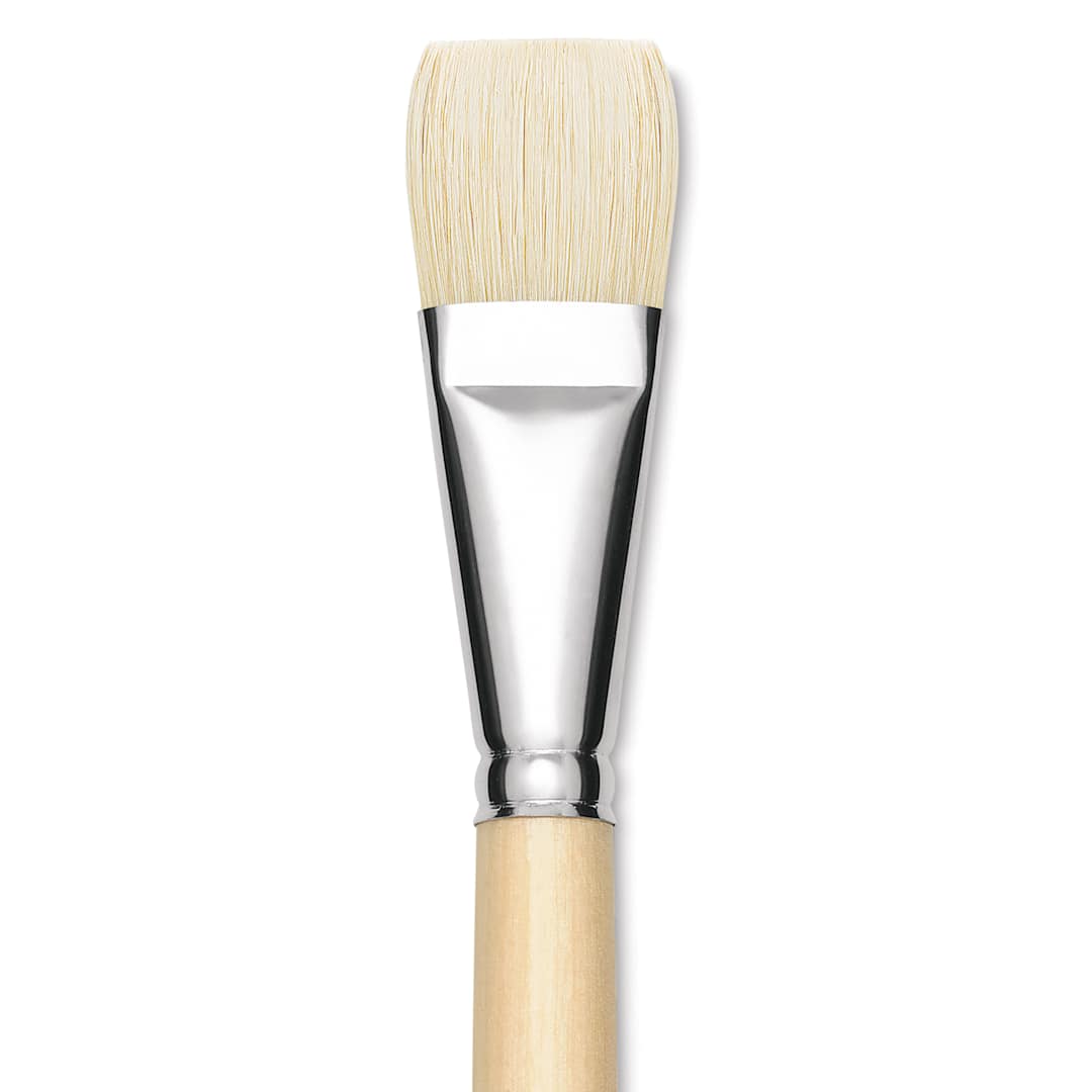 Open in modal - Utrecht Rhenish Pure Hog Bristle Brush - Bright, Size 14, Long Handle