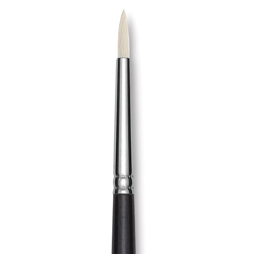 Open in modal - Utrecht Natural Chungking Pure Bristle Brush - Round, Size 2, Long Handle, Close-up