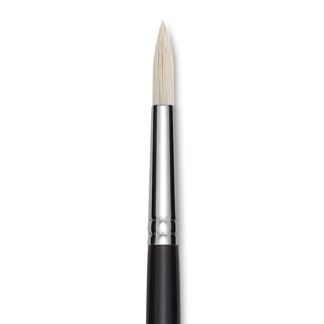 Open in modal - Utrecht Natural Chungking Pure Bristle Brush - Round, Size 6, Long Handle, Close-up