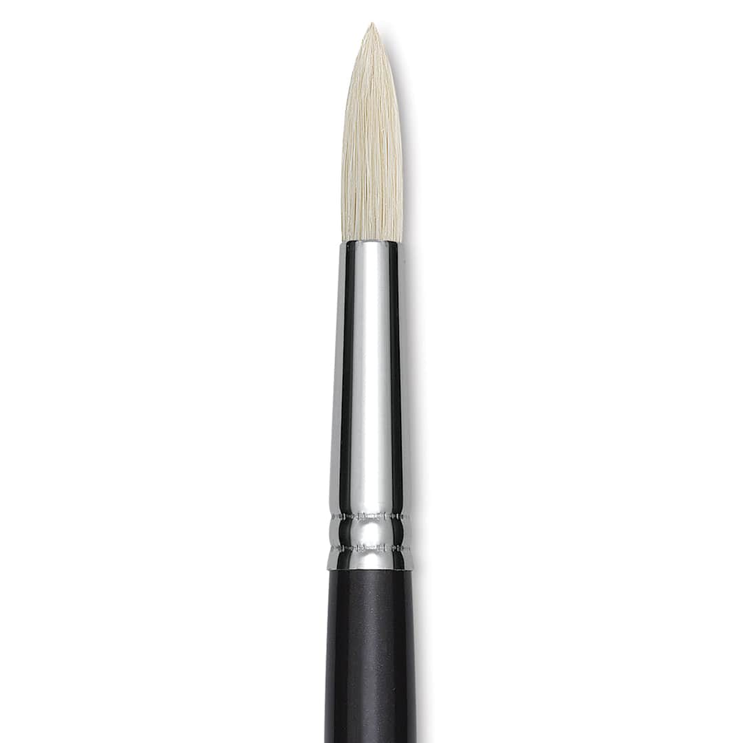 Open in modal - Utrecht Natural Chungking Pure Bristle Brush - Round, Size 8, Long Handle, Close-up