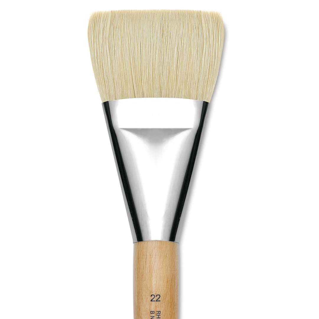 Open in modal - Utrecht Rhenish Pure Hog Bristle Brush - Bright, Size 22, Long Handle (close-up)