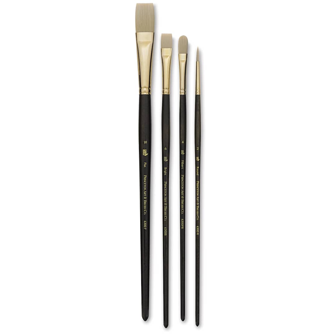 Open in modal - Princeton Series 6300 Dakota Synthetic Bristle Brush - Set of 4, Brushes Out of Package, Brushes Straight
