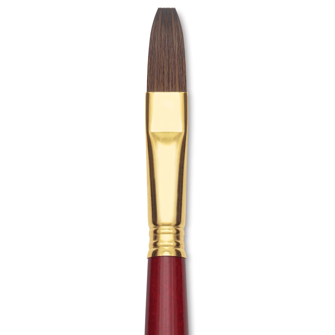 Open in modal - Blick Master Synthetic Kolinsky Brush - Long Handle, Flat, Size 14, close-up