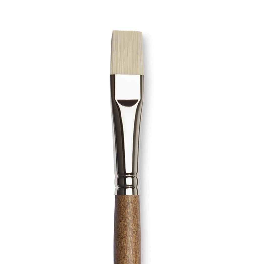Open in modal - Winsor & Newton Artists' Oil Synthetic Hog Brush - Bright, Size 8, Long Handle (close-up)
