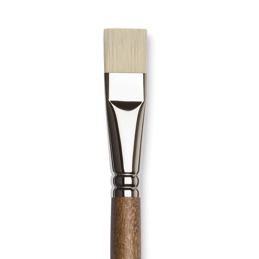 Open in modal - Winsor & Newton Artists' Oil Synthetic Hog Brush - Bright, Size 10, Long Handle (close-up)