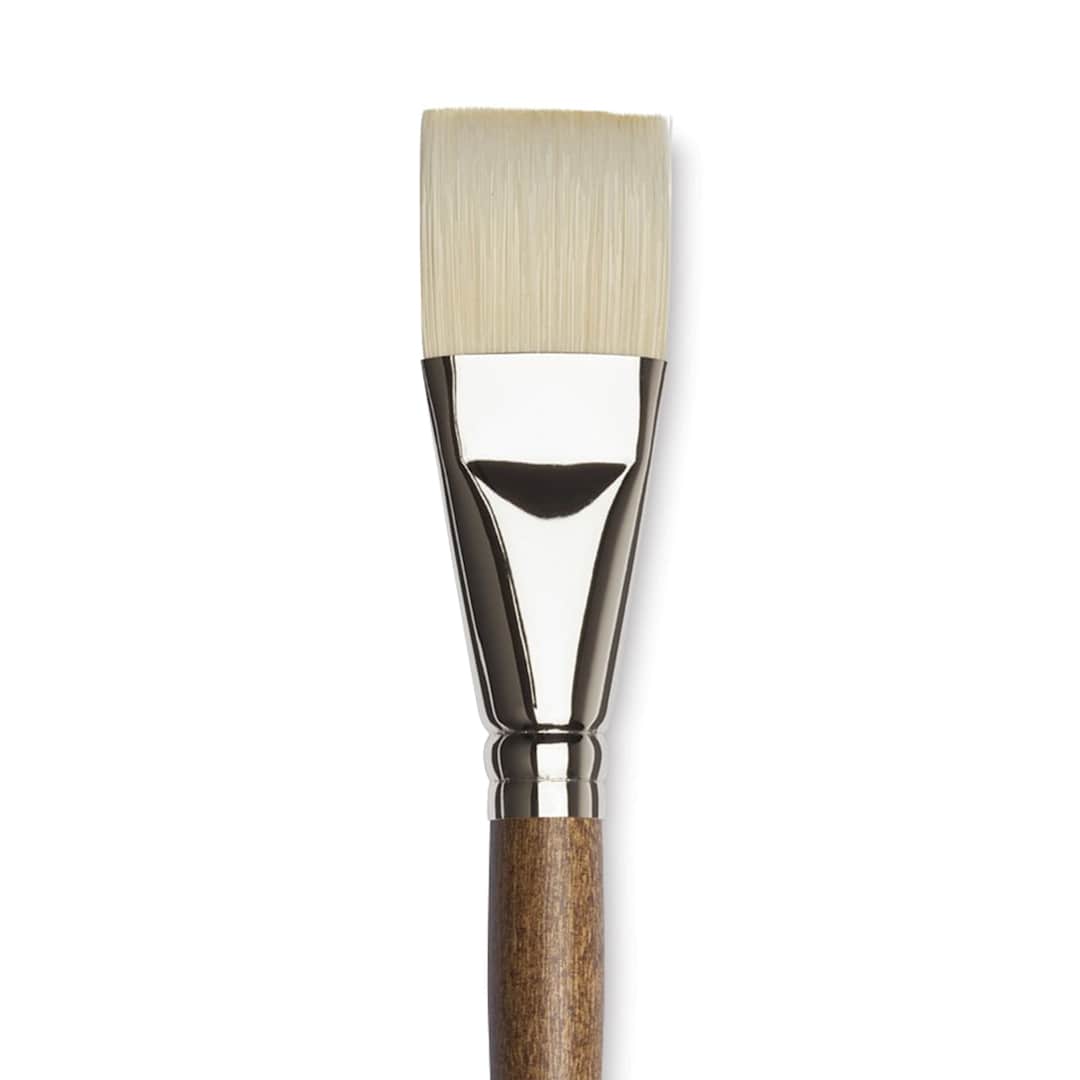 Open in modal - Winsor & Newton Artists' Oil Synthetic Hog Brush - Bright, Size 16, Long Handle (close-up)