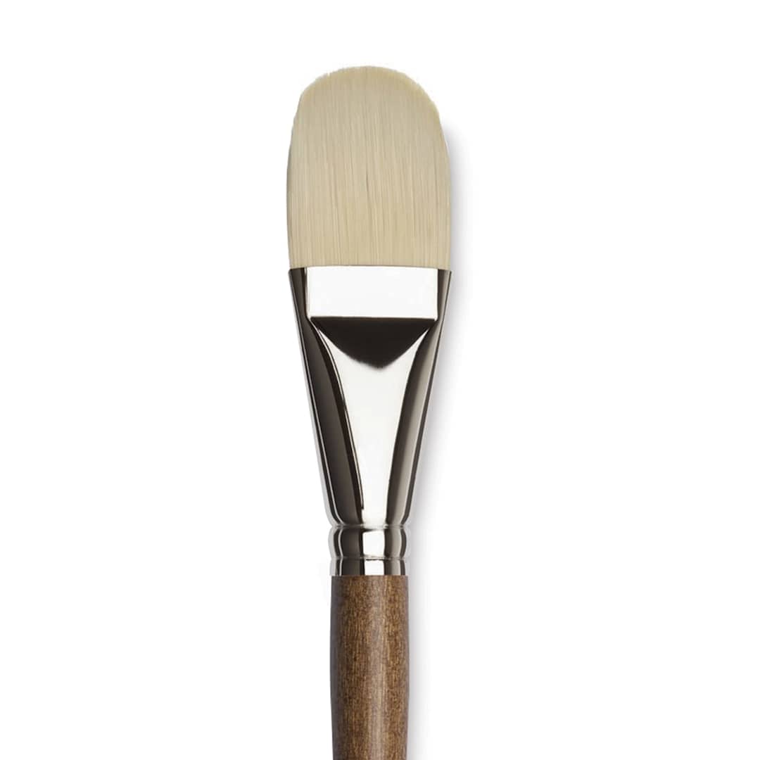 Open in modal - Winsor & Newton Artists' Oil Synthetic Hog Brush - Filbert, Size 16, Long Handle (close-up)