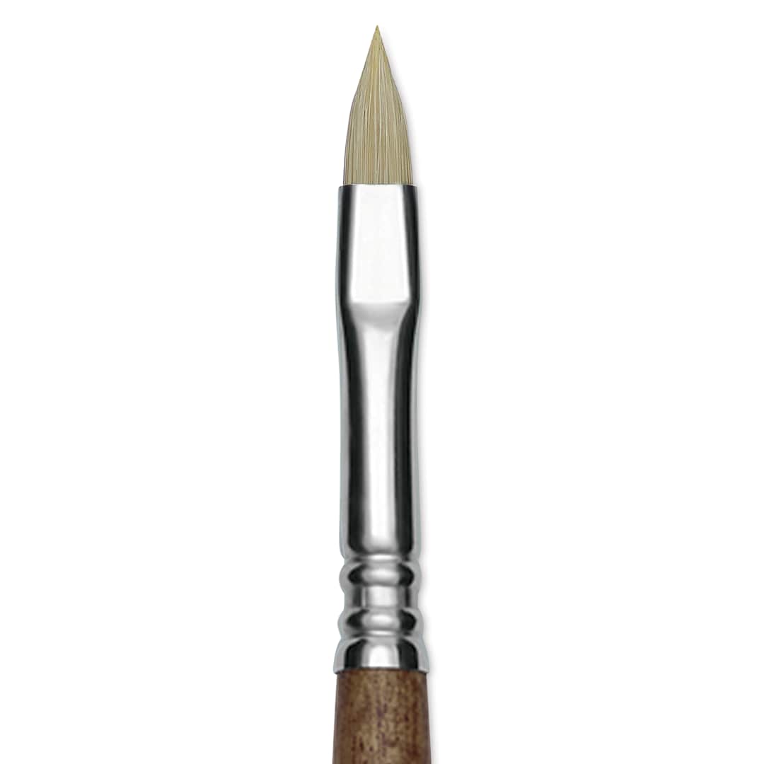Open in modal - Escoda Futura Synthetic Bristle Brush - Series 5410, Short Filbert, Size 6, Long Handle, close-up
