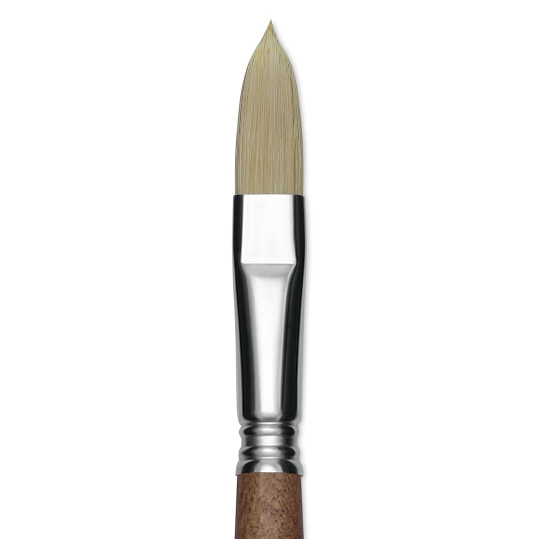Open in modal - Escoda Futura Synthetic Bristle Brush - Series 5418, Long Filbert, Size 14, Long Handle, close-up