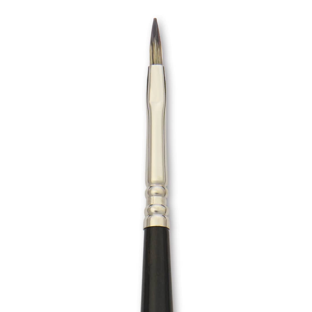 Open in modal - Escoda Vintage Synthetic Brush - Flat, Long Handle, Size 2, close-up
