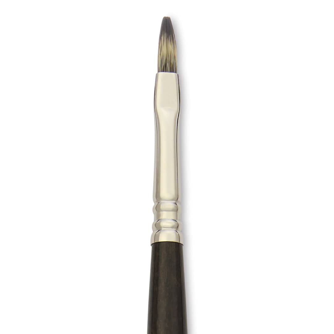 Open in modal - Escoda Vintage Synthetic Brush - Flat, Long Handle, Size 4, close-up