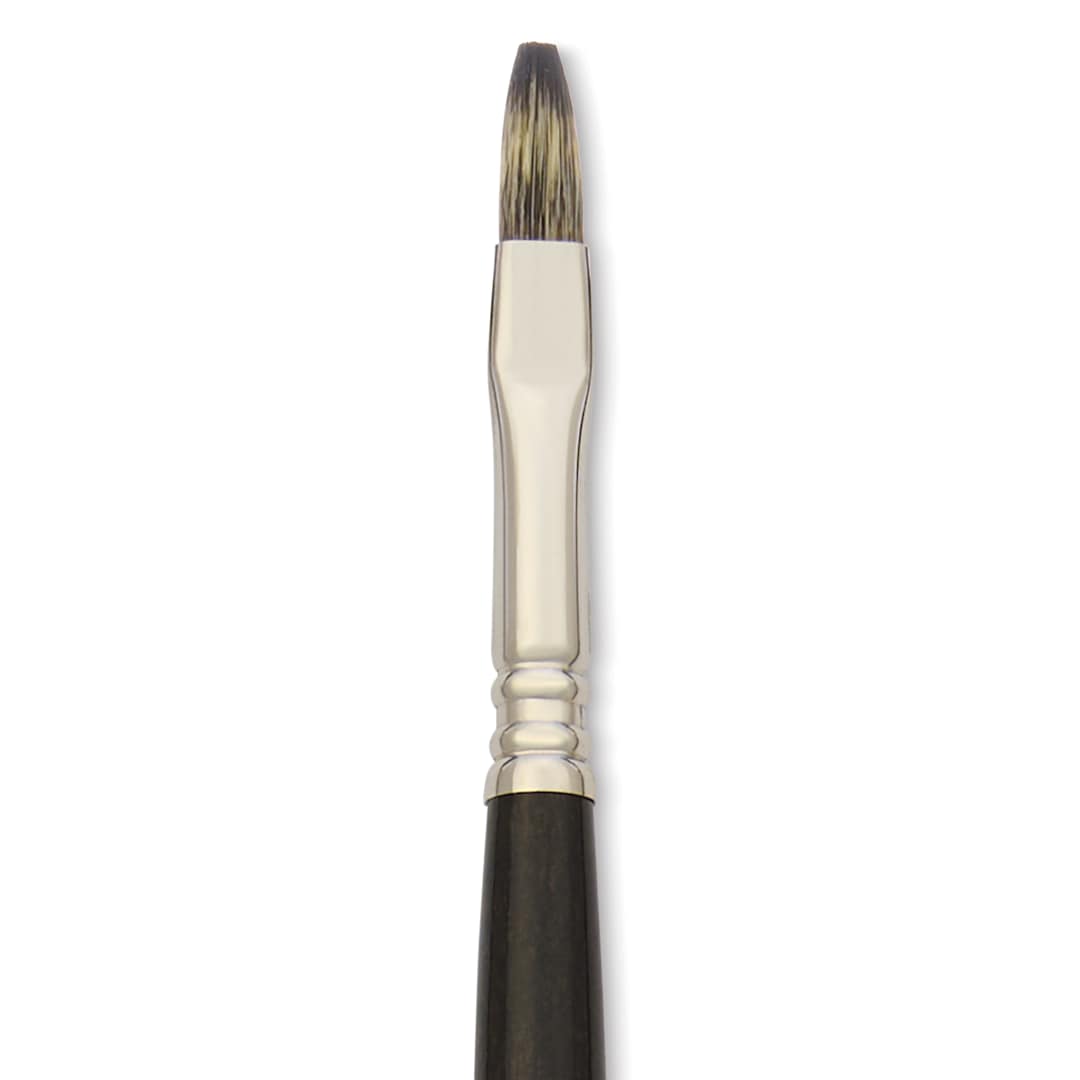 Open in modal - Escoda Vintage Synthetic Brush - Flat, Long Handle, Size 6, close-up