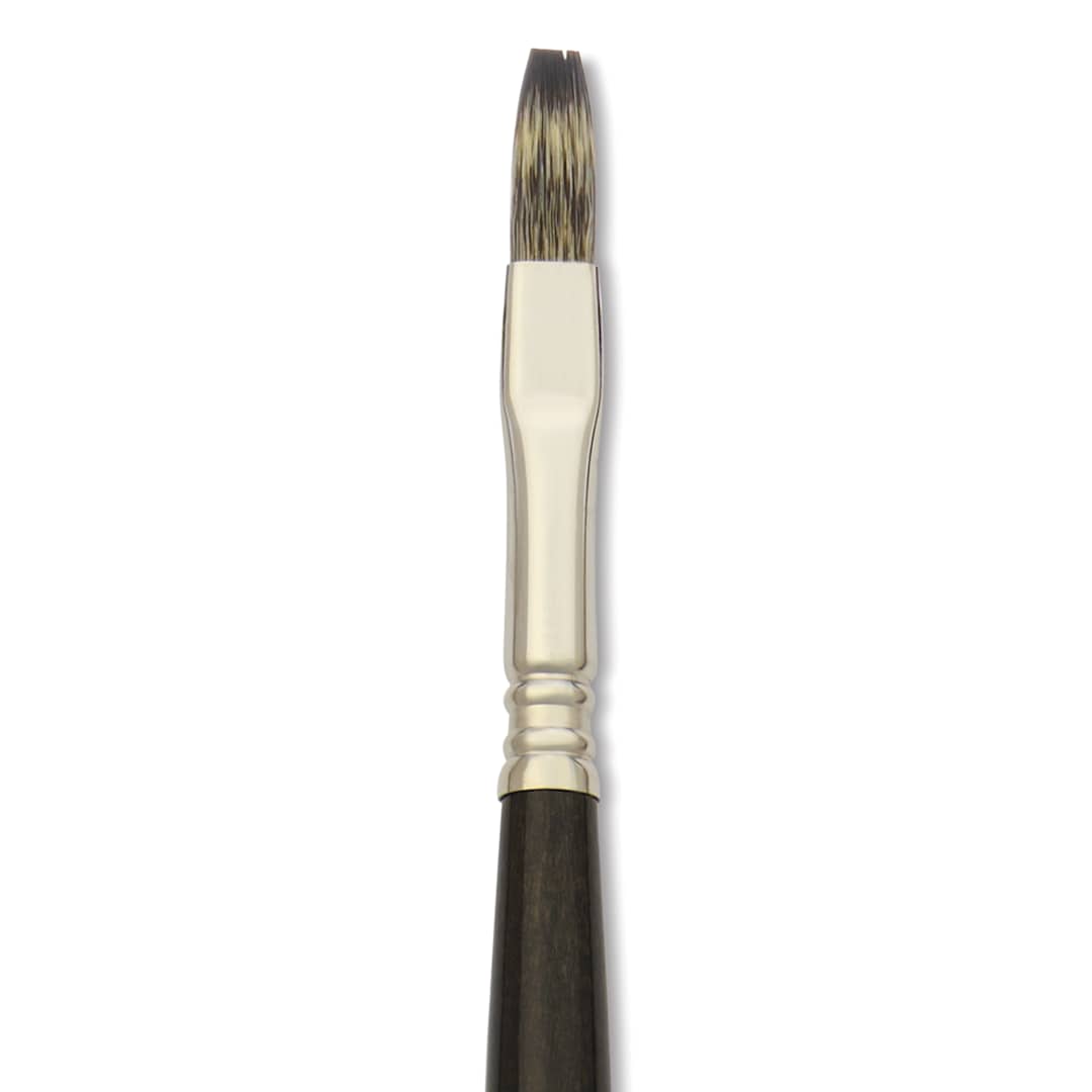Open in modal - Escoda Vintage Synthetic Brush - Flat, Long Handle, Size 8, close-up
