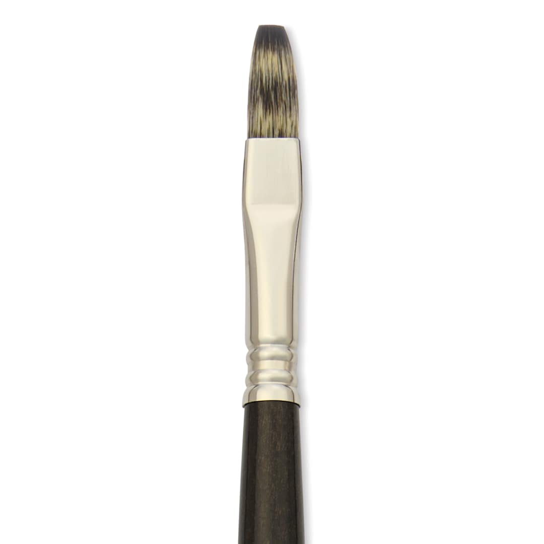 Open in modal - Escoda Vintage Synthetic Brush - Flat, Long Handle, Size 10, close-up
