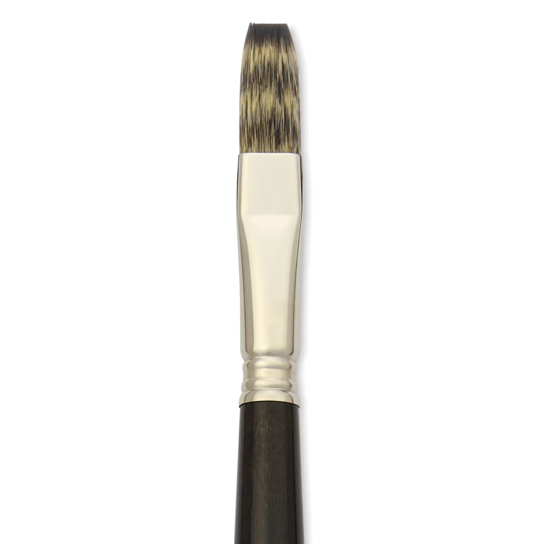 Open in modal - Escoda Vintage Synthetic Brush - Flat, Long  Handle, Size 14, close-up