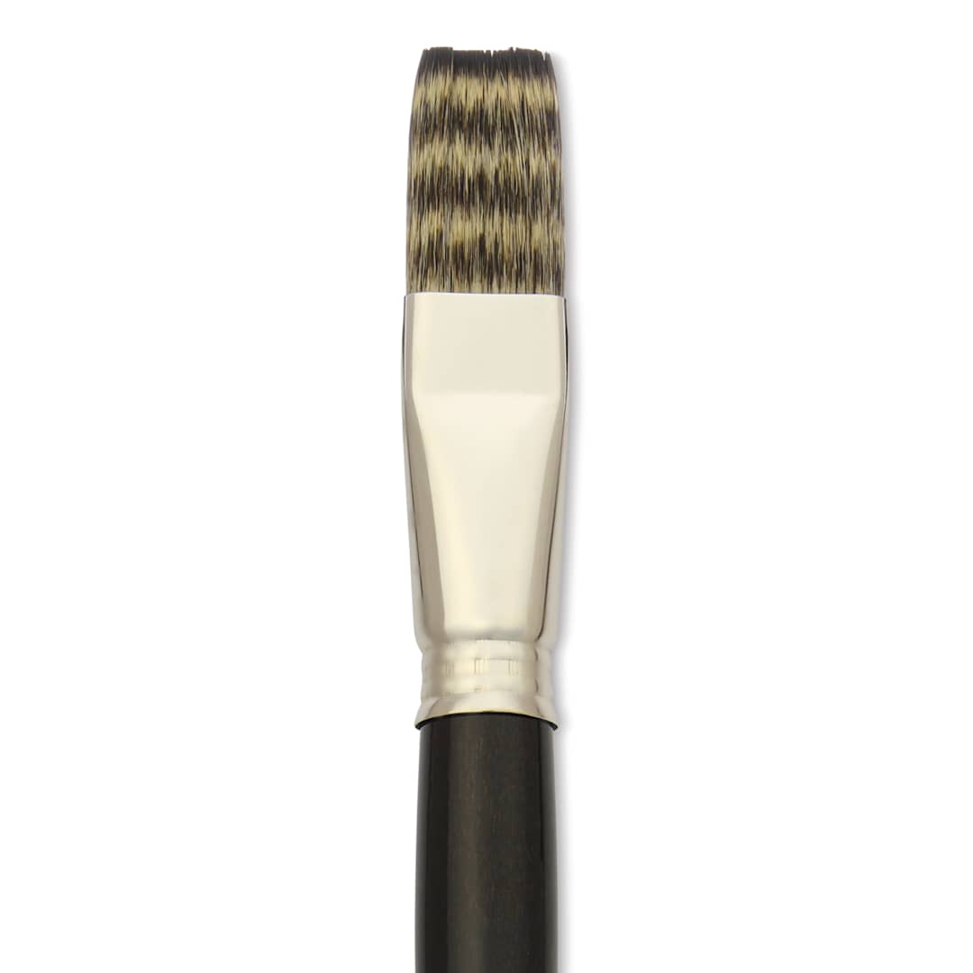 Open in modal - Escoda Vintage Synthetic Brush - Flat, Long  Handle, Size 20, close-up