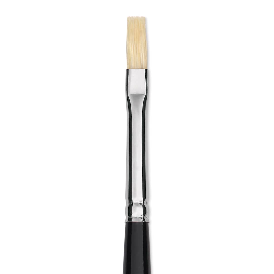 Open in modal - Trekell Hog Bristle Brush - Flat, Long Handle, Size 0, close up