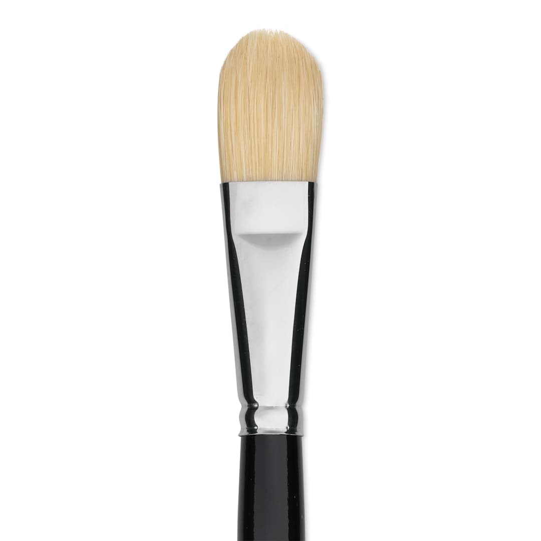 Open in modal - Trekell Hog Bristle Brush - Filbert, Long Handle, Size 12, close up