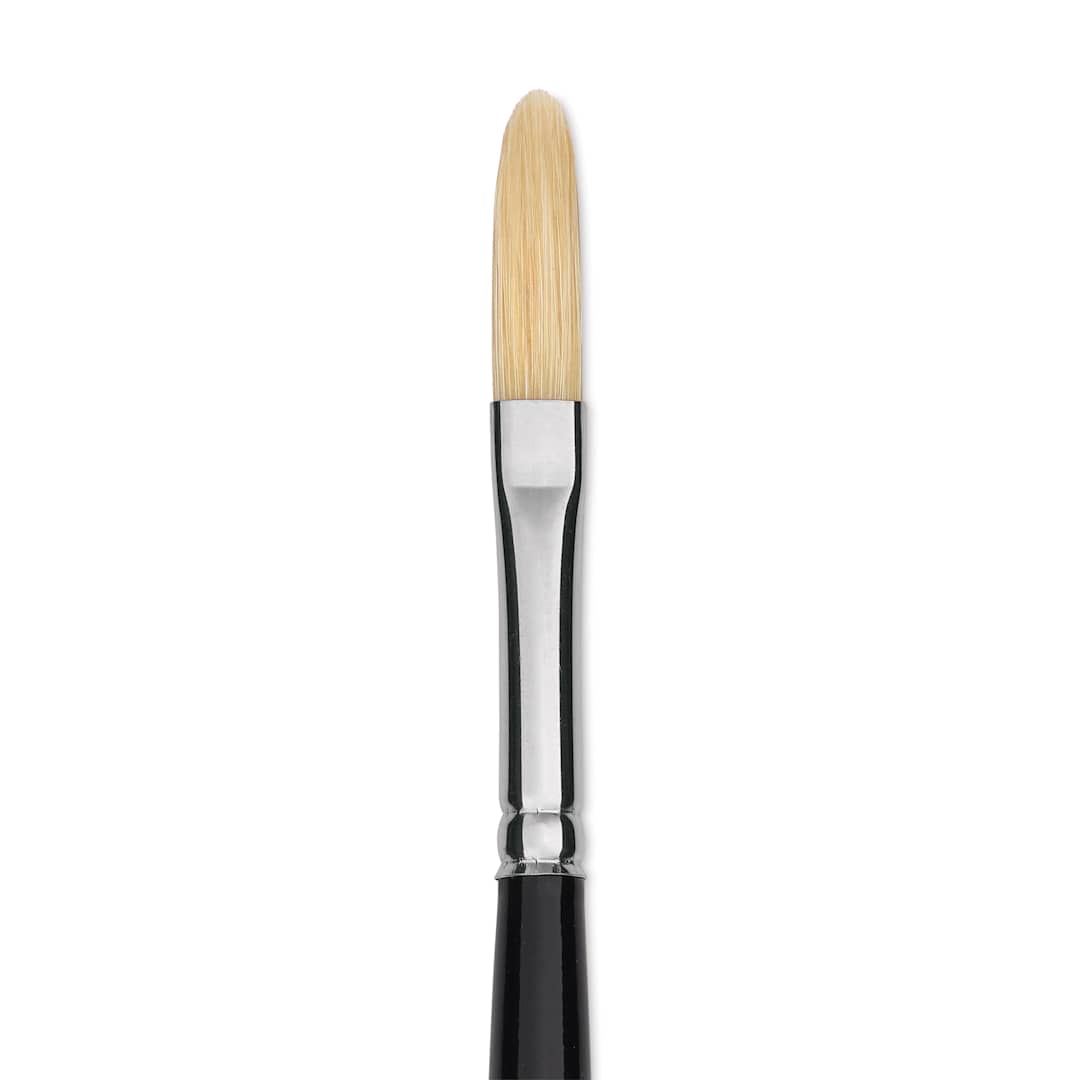 Open in modal - Trekell Hog Bristle Brush - Long Filbert, Long Handle, Size 3, close up