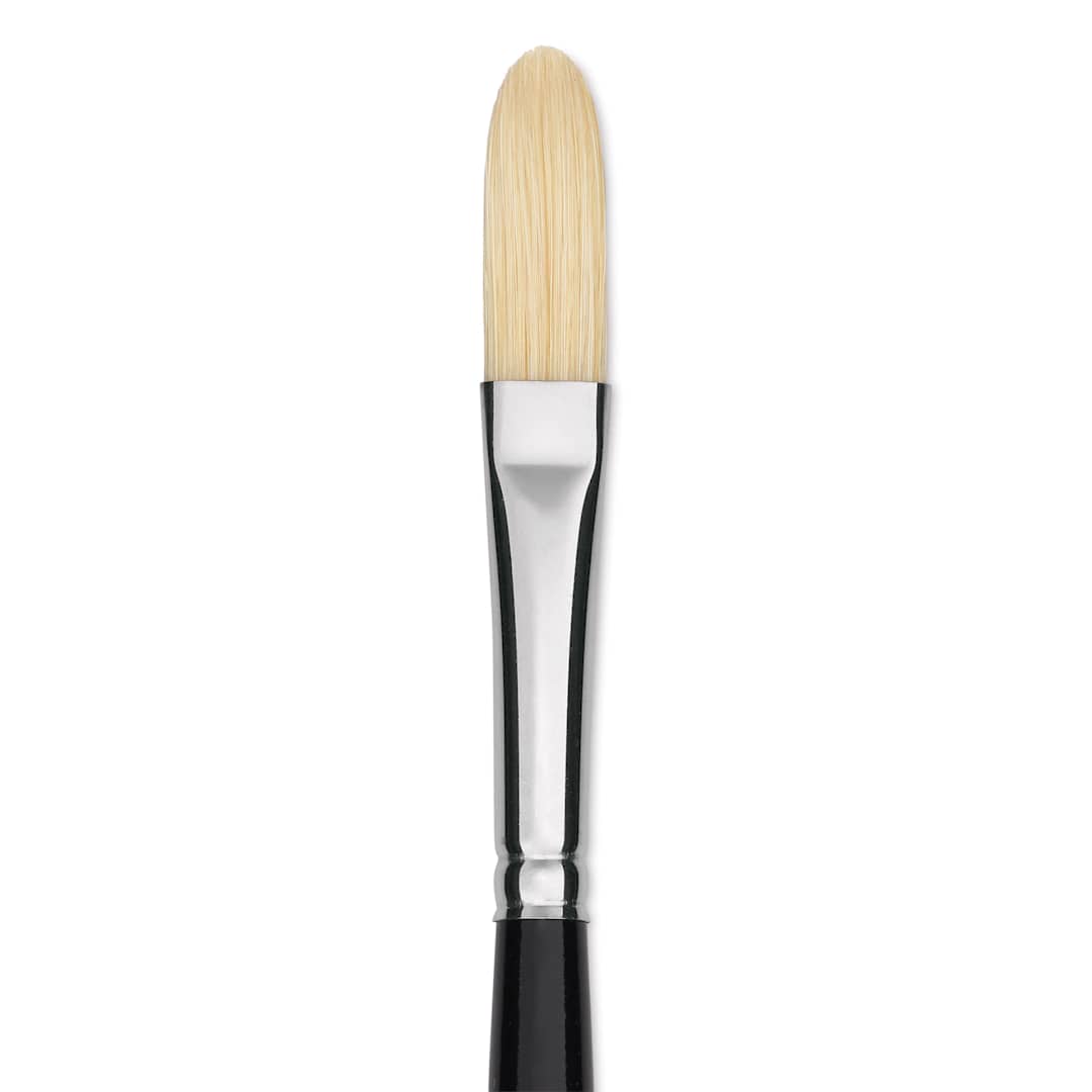 Open in modal - Trekell Hog Bristle Brush - Long Filbert, Long Handle, Size 6, close up