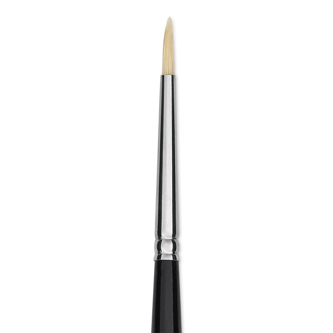 Open in modal - Trekell Hog Bristle Brush - Round, Long Handle, Size 0, close up