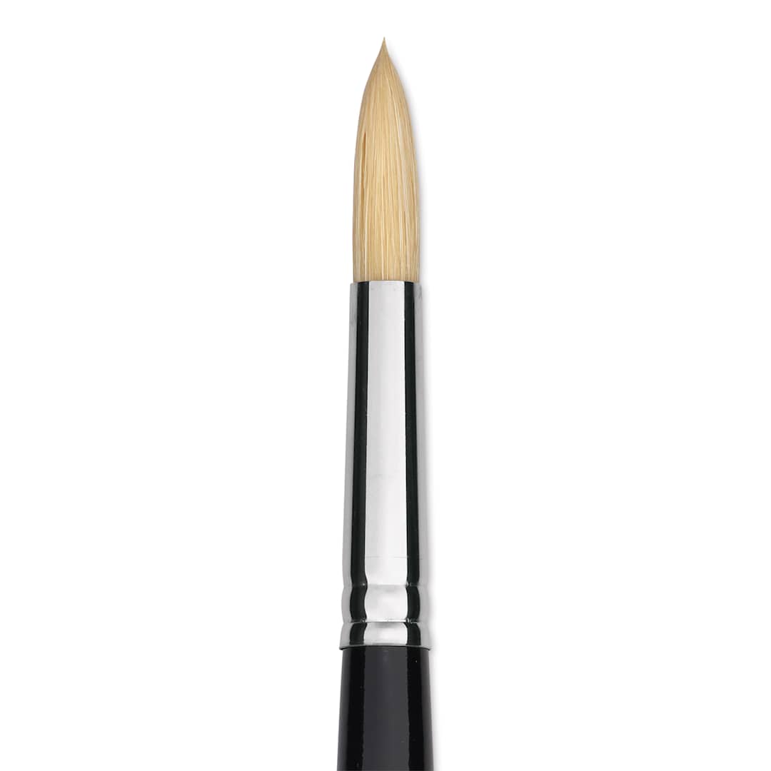 Open in modal - Trekell Hog Bristle Brush - Round, Long Handle, Size 8, close up