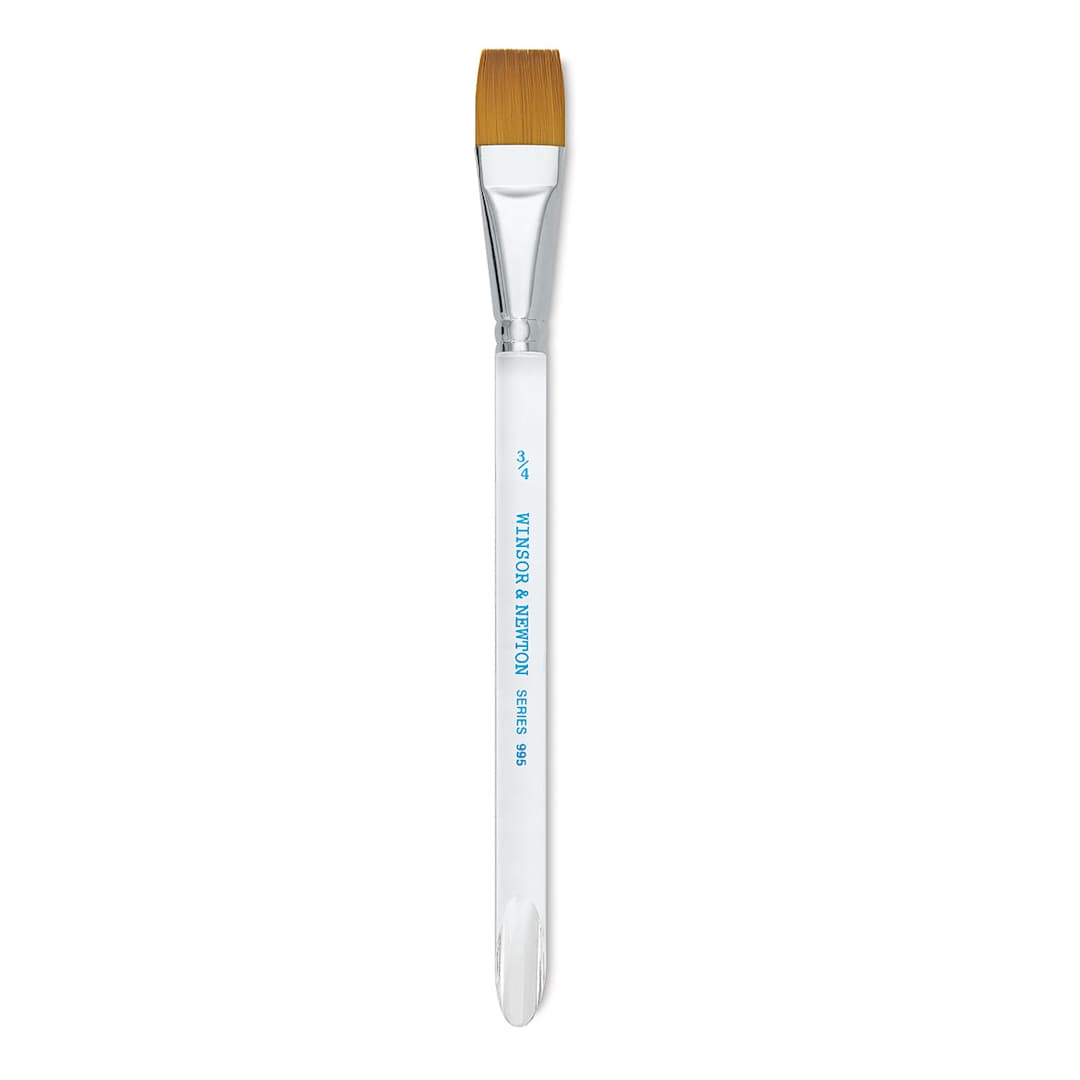 Open in modal - Winsor & Newton Series 995 Flat Wash Brush - Golden Taklon, Short Handle, 3/4"