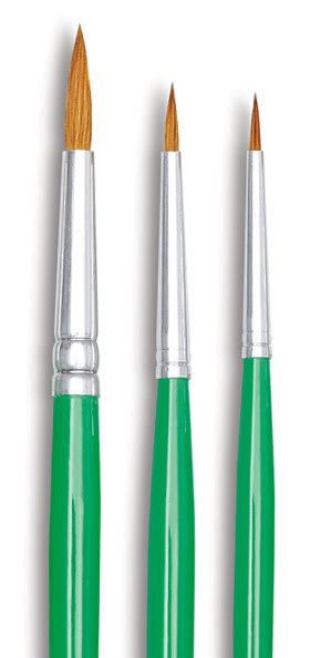 Open in modal - Blick Economy Sable Round Brushes - Closeup of Set of 3 Round brushes
