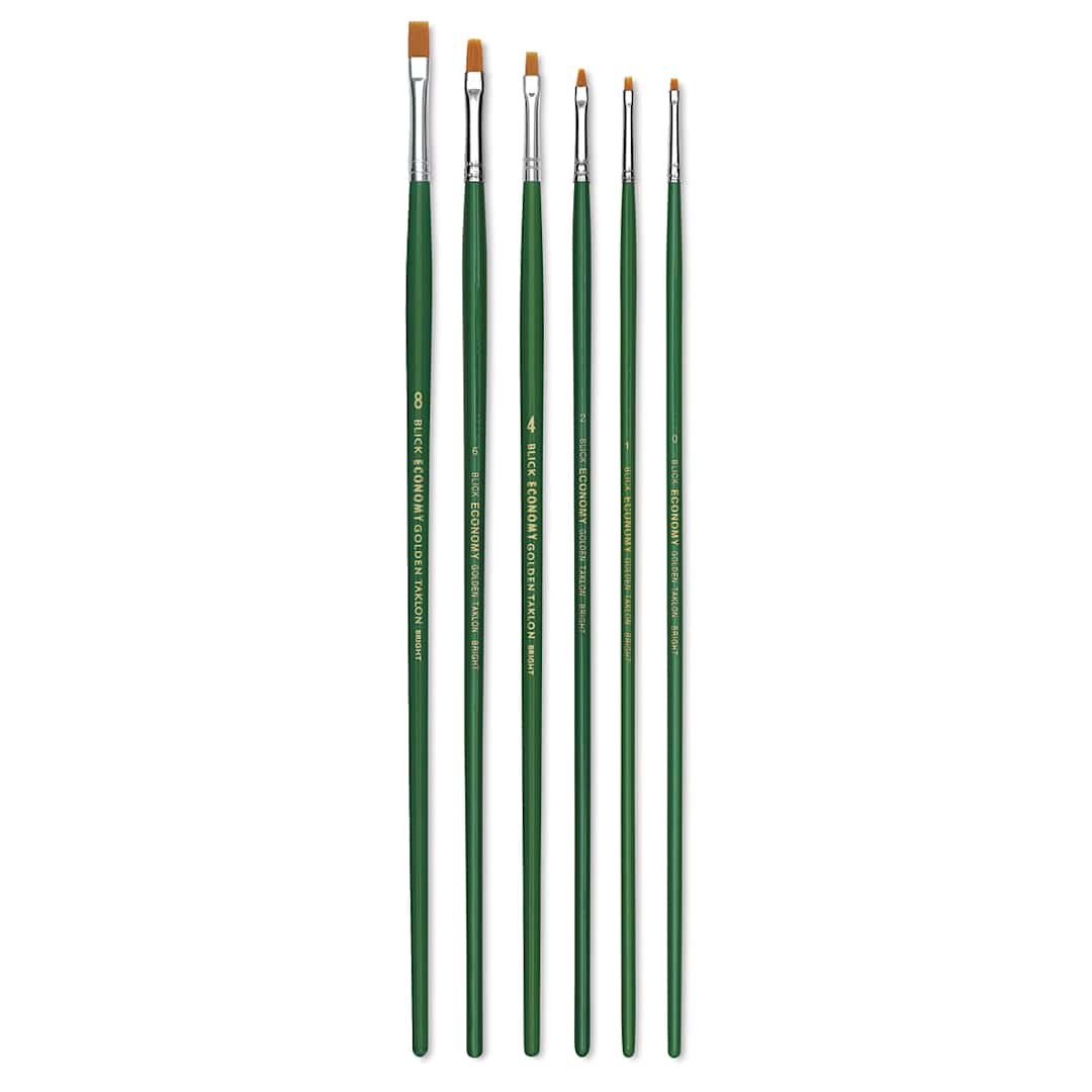 Open in modal - Blick Economy Ox/Pony Hair Brush - Bright, Long Handle, Set of 6