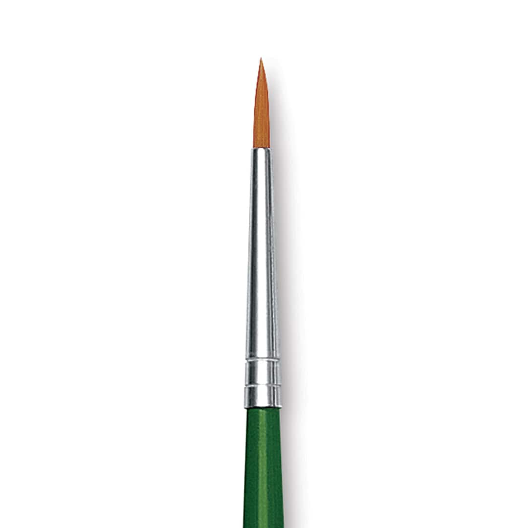 Open in modal - Blick Economy Golden Taklon Brush - Round, Long Handle, Size 1 close up
