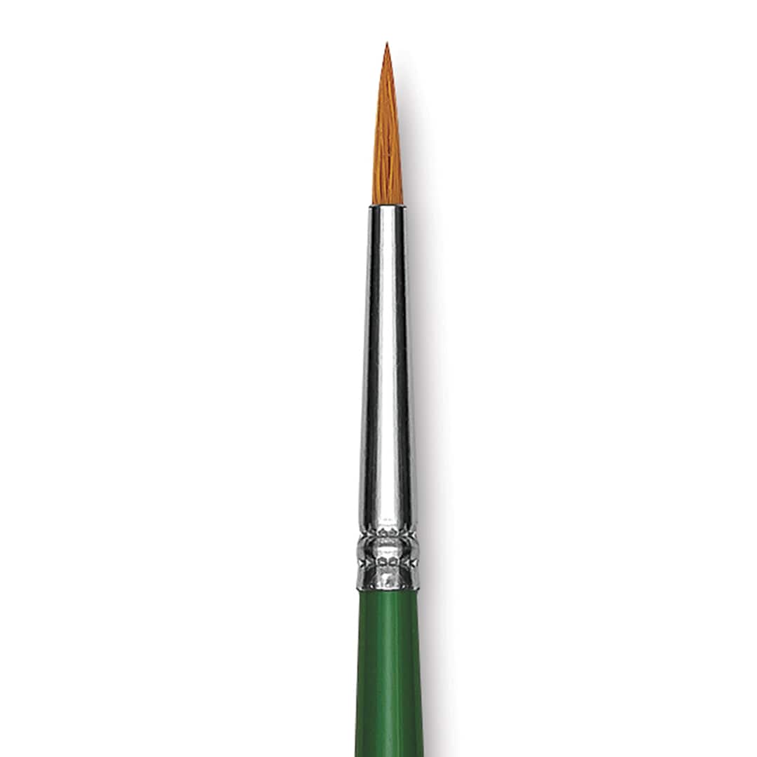 Open in modal - Blick Economy Golden Taklon Brush - Round, Long Handle, Size 2 close up