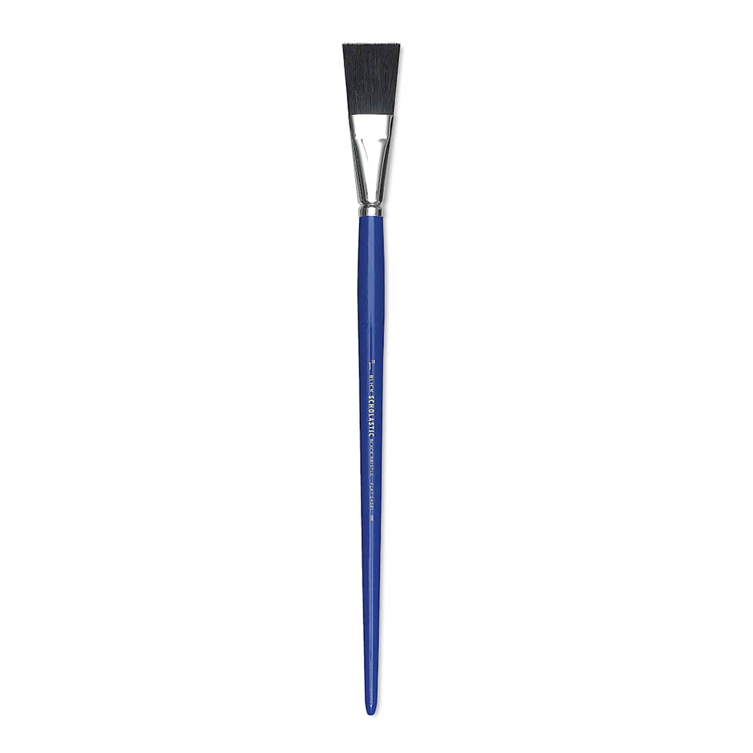 Open in modal - Blick Scholastic Black Bristle Brush - Easel, Long Handle, Size 1"