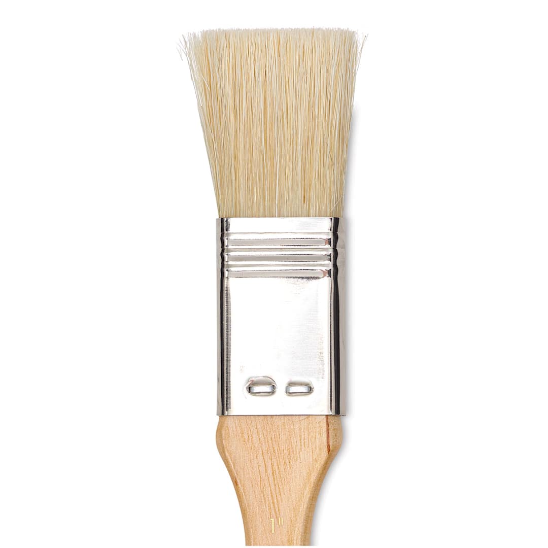 Open in modal - Blick Scholastic White Bristle Brush - Gesso, 1" close up