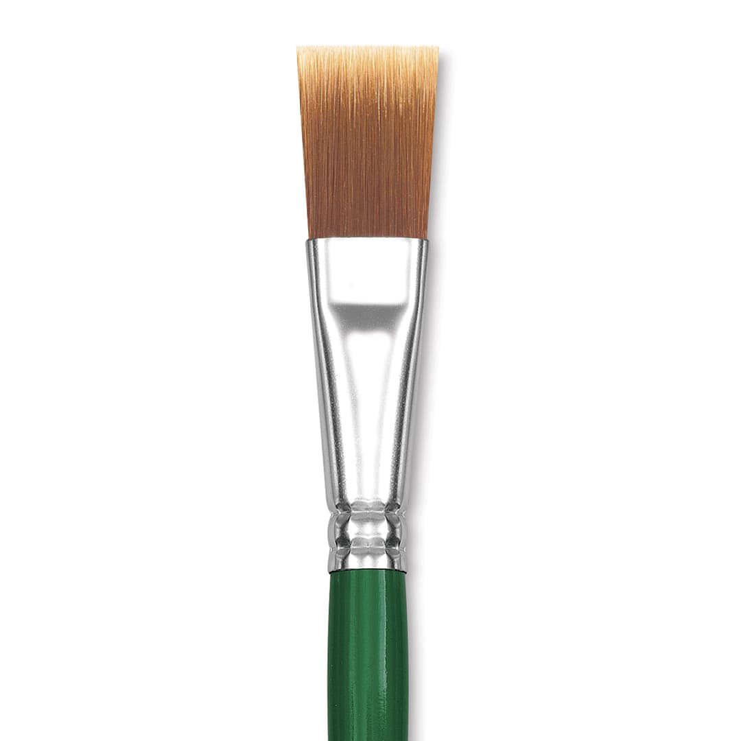 Open in modal - Blick Economy Golden Nylon Brush - Flat, Long Handle, 3/4" close up