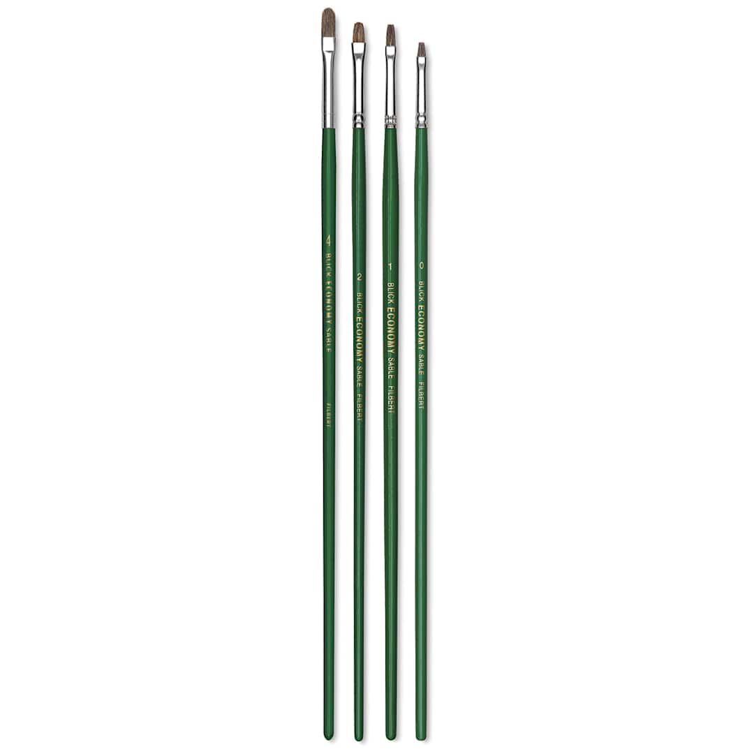 Open in modal - Blick Economy Sable Brush Set - Filbert, Long Handle, Set of 4