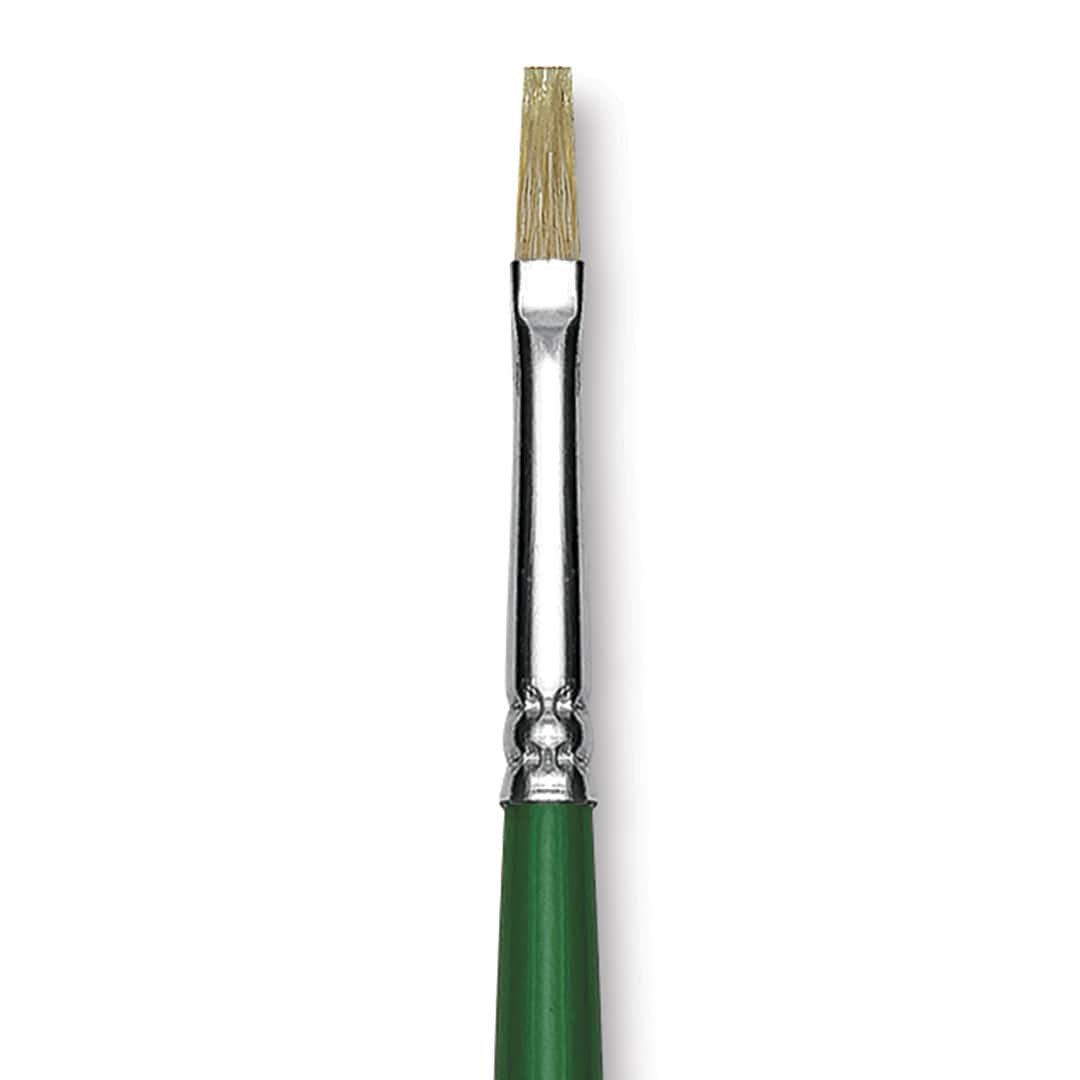 Open in modal - Blick Economy White Bristle Brush - Flat, Size 0 close up