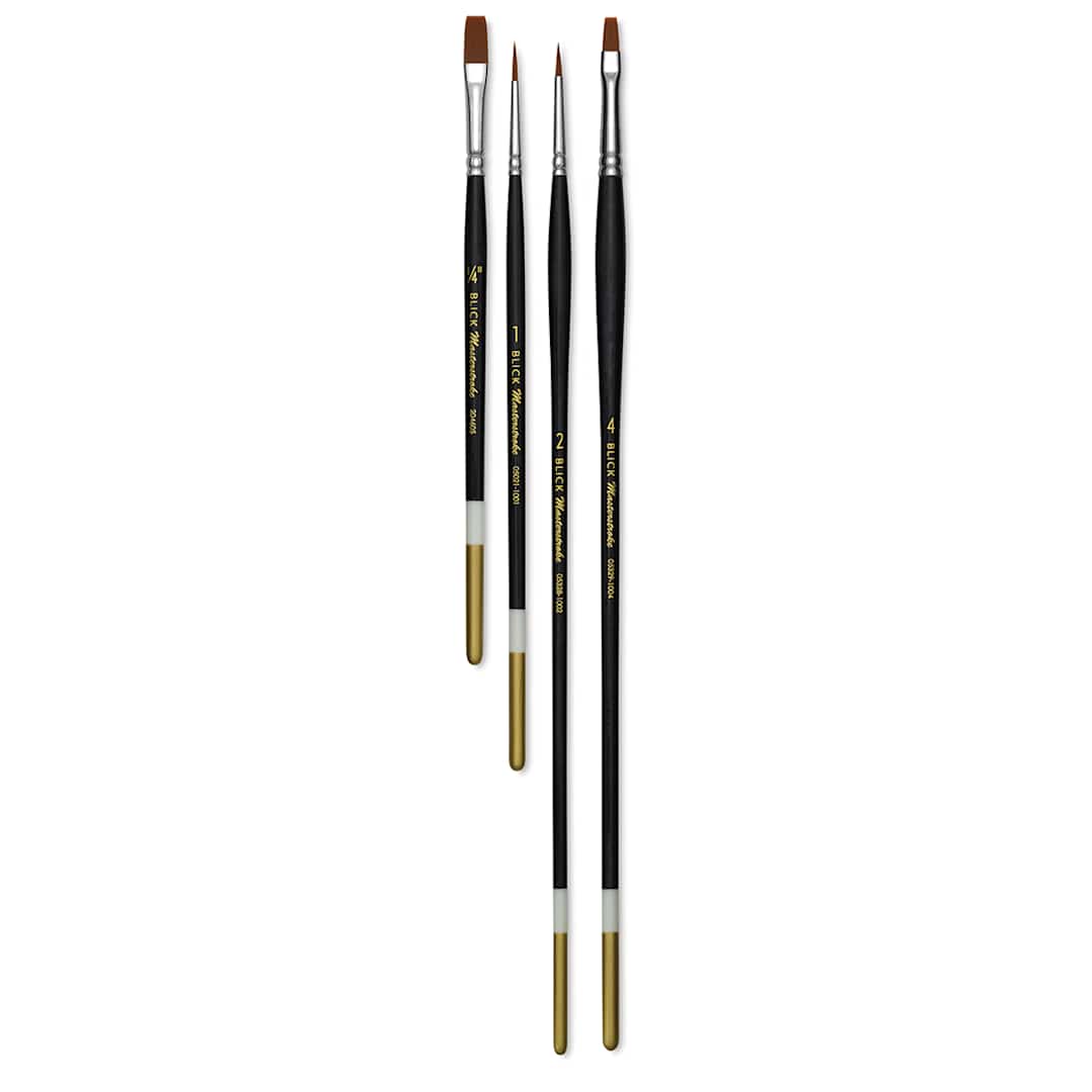 Open in modal - Blick Masterstroke Synthetic Sable Brush Set - Components of set shown upright