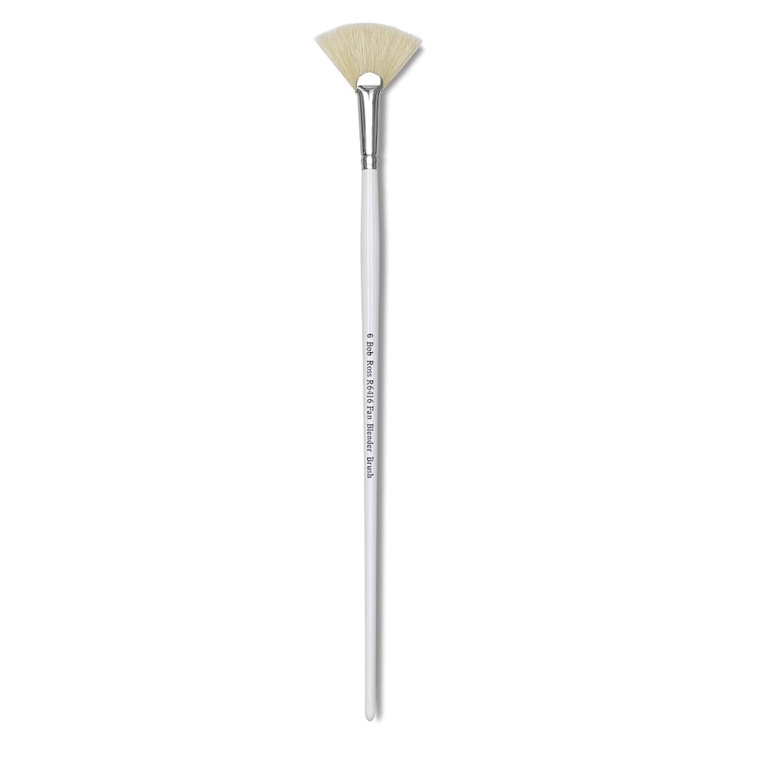 Open in modal - Bob Ross Hog Bristle Brush - Size 6 Fan Blender shown upright