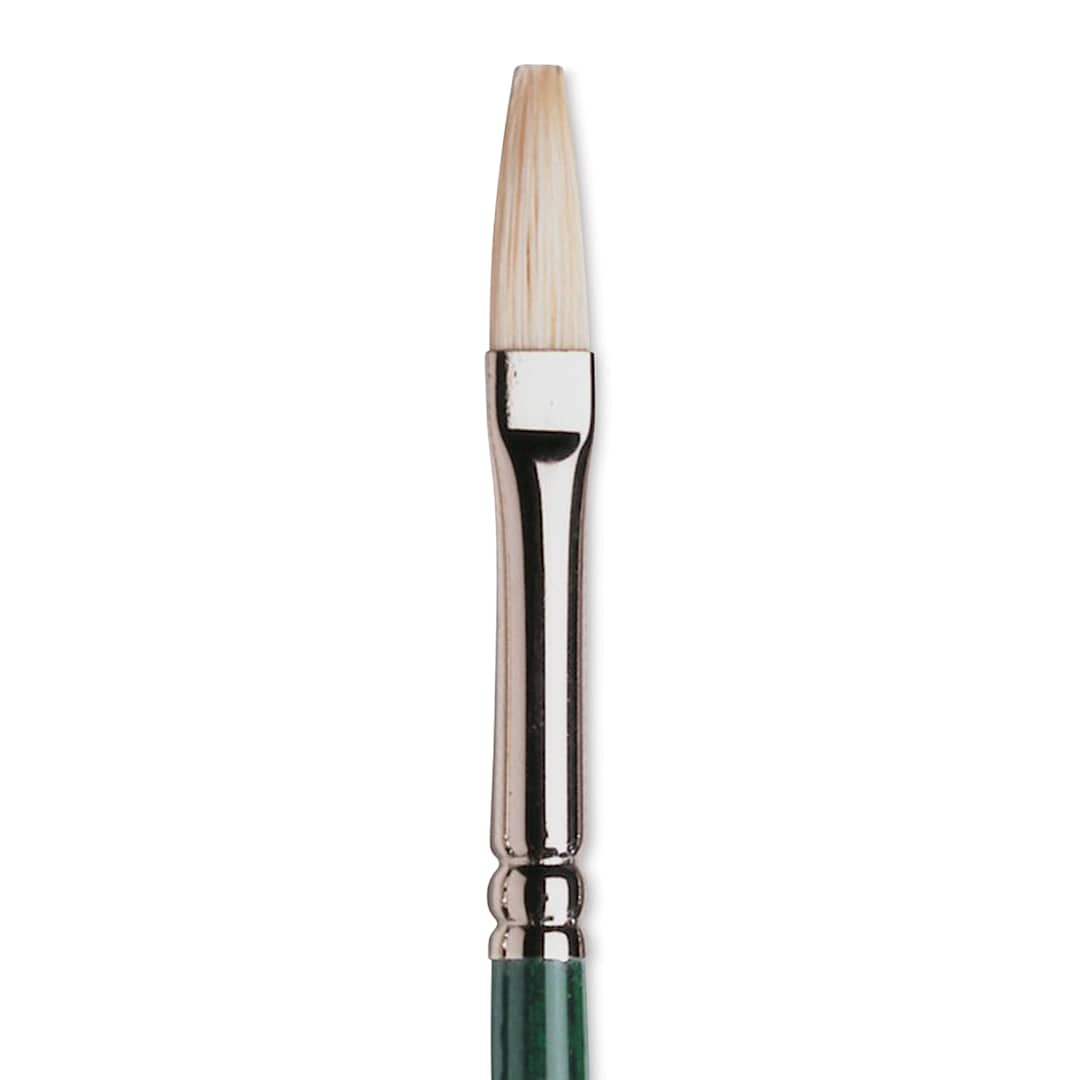 Open in modal - Winsor & Newton Winton Hog Bristle Brush - Flat, Long Handle, Size 3