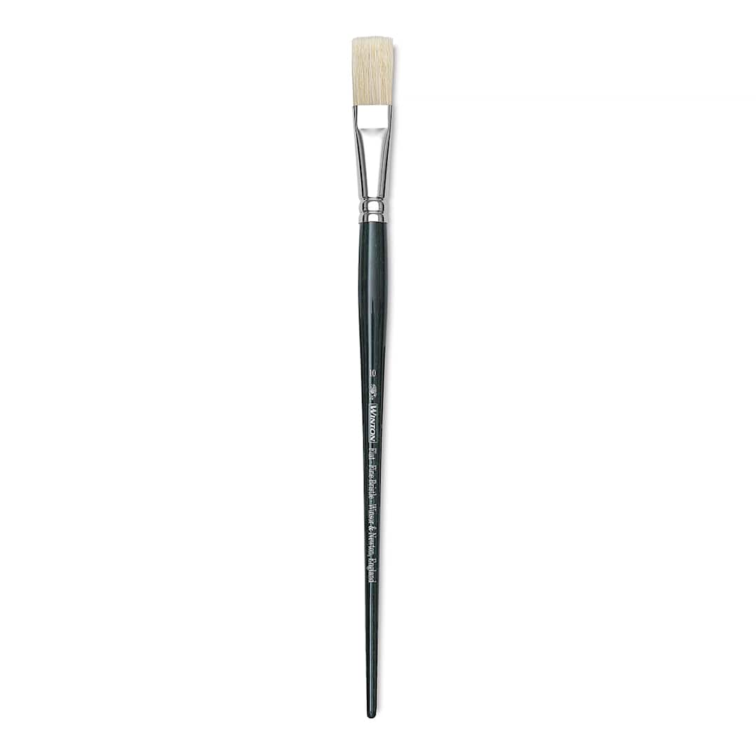 Open in modal - Winsor & Newton Winton Hog Bristle Brush - Flat, Long Handle, Size 10