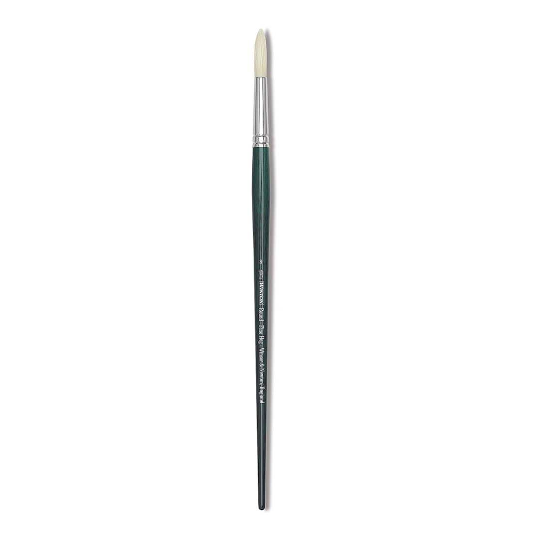 Open in modal - Winsor & Newton Winton Hog Bristle Brush - Round, Long Handle, Size 8