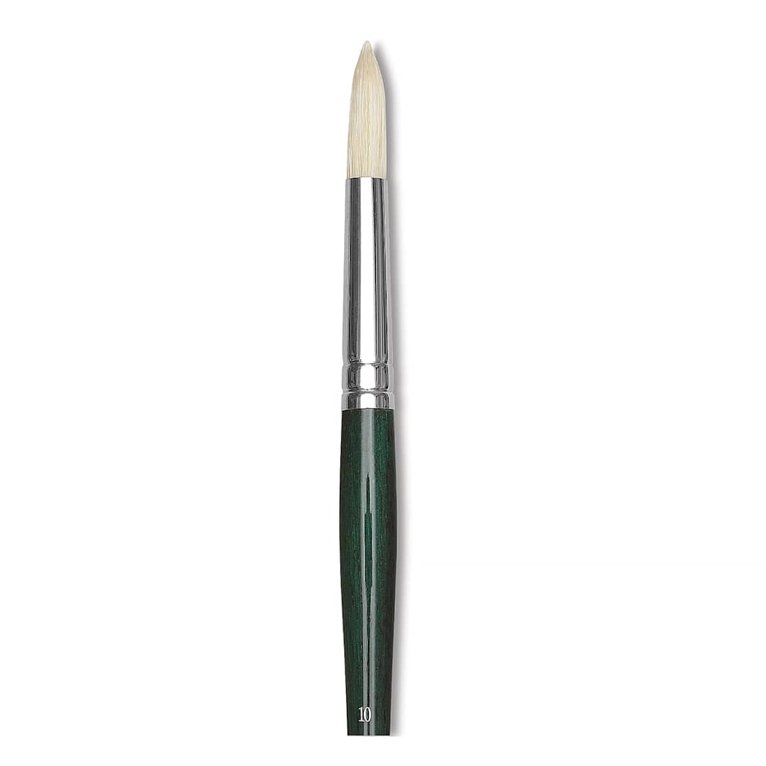 Open in modal - Winsor & Newton Winton Hog Bristle Brush - Round, Long Handle, Size 10