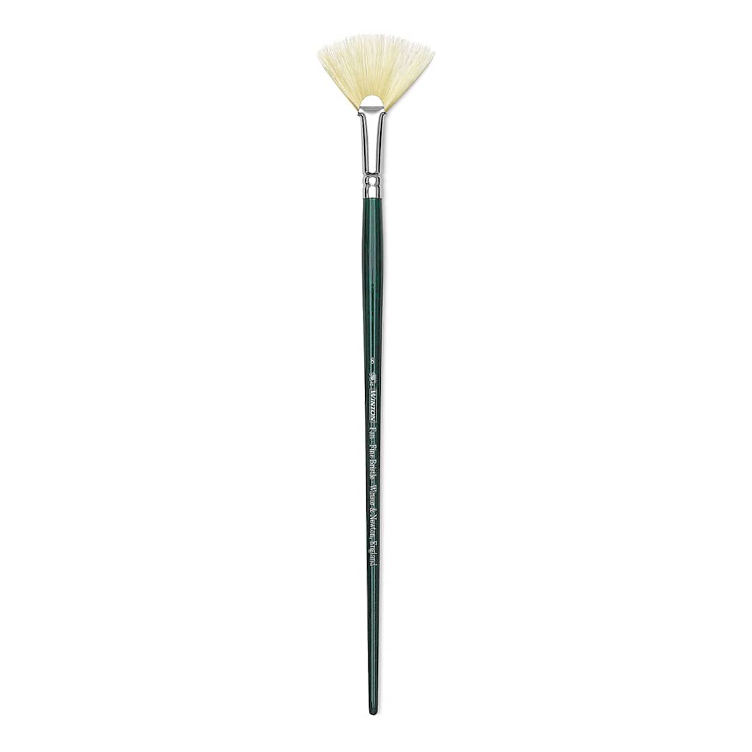 Open in modal - Winsor & Newton Winton Hog Bristle Brush - Fan, Long Handle, Size 8