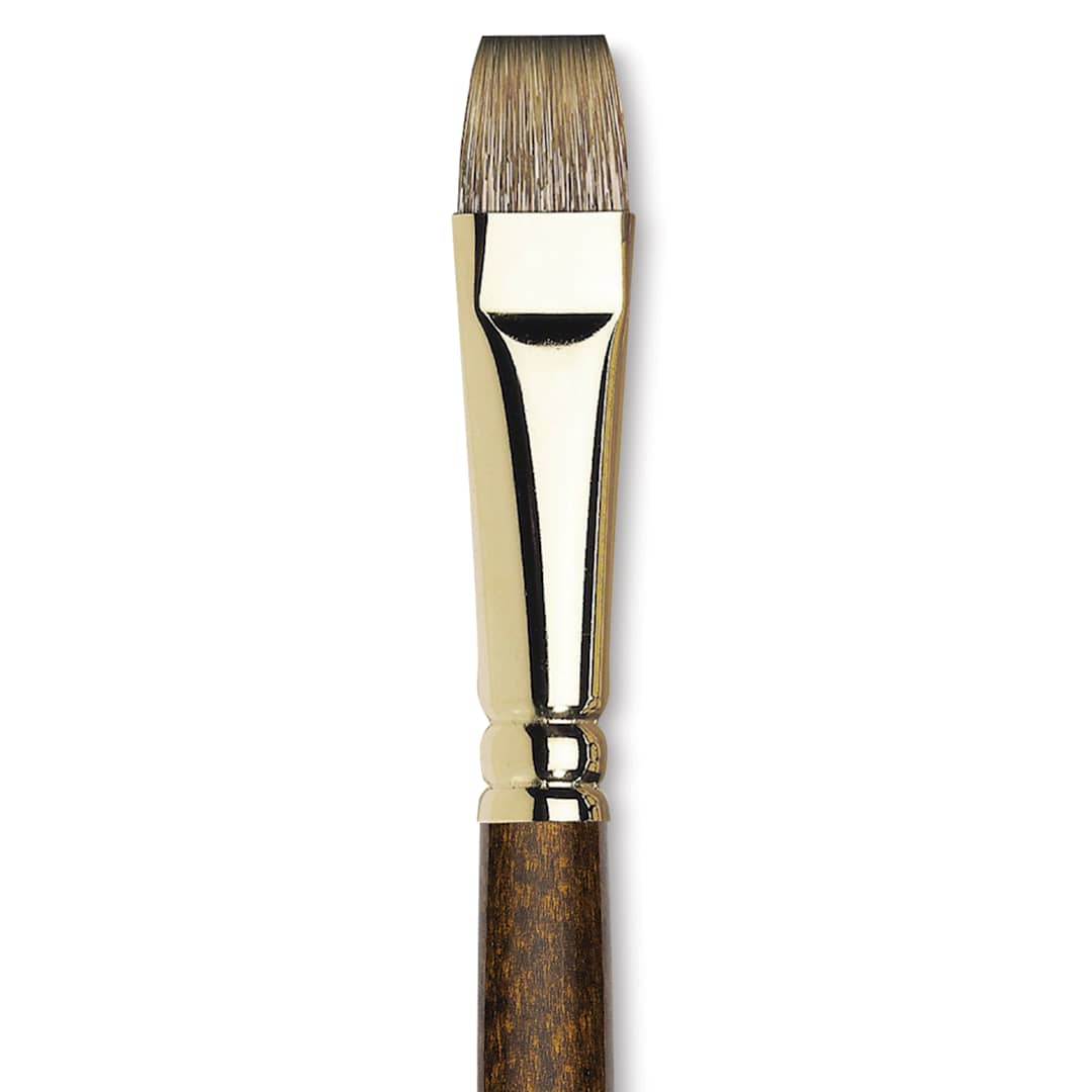 Open in modal - Winsor & Newton Monarch Mongoose Brush - Bright, Long Handle, Size 14, close up