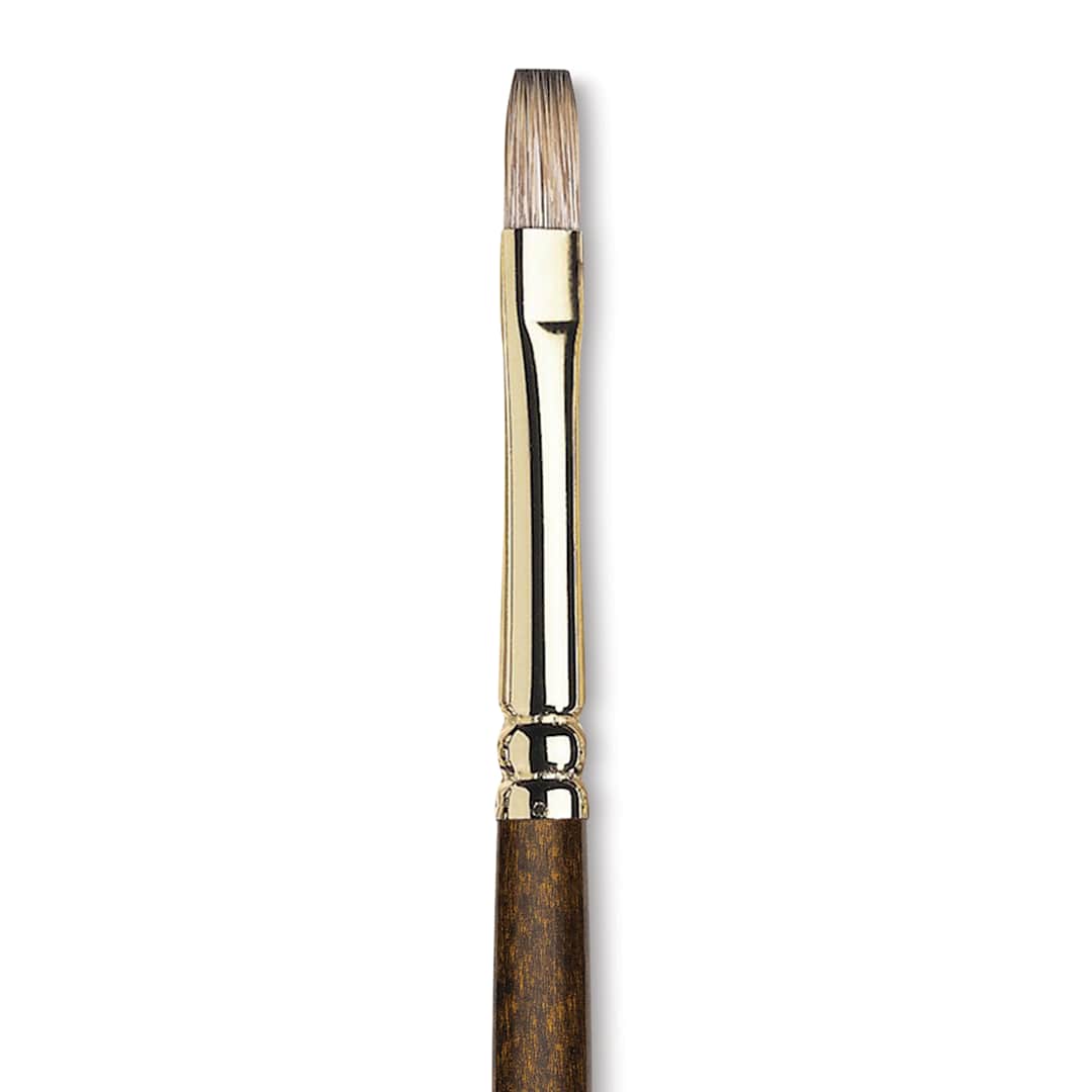 Open in modal - Winsor & Newton Monarch Mongoose Brush - Flat, Long Handle, Size 4, close up