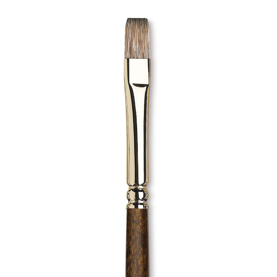 Open in modal - Winsor & Newton Monarch Mongoose Brush - Flat, Long Handle, Size 6, close up