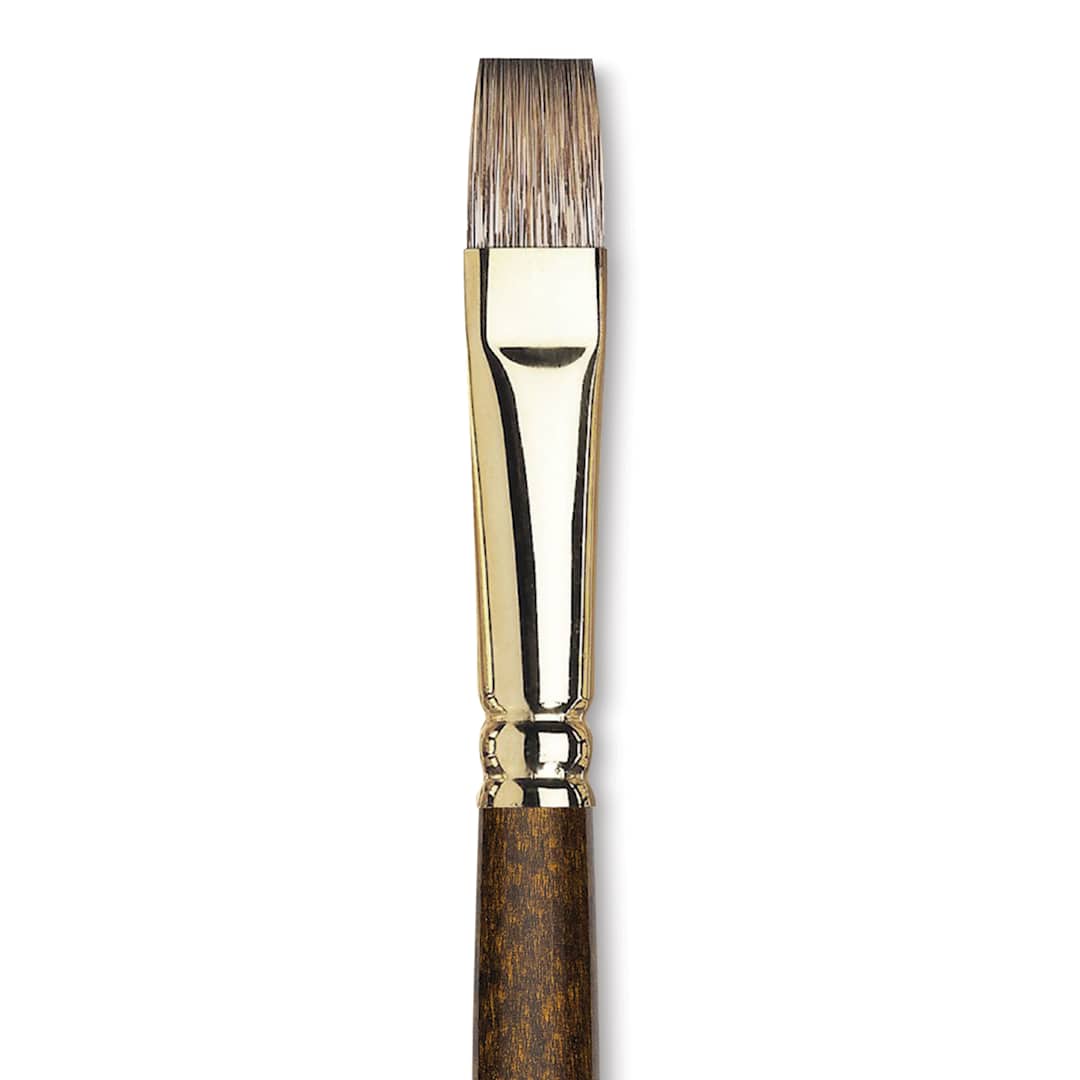 Open in modal - Winsor & Newton Monarch Mongoose Brush - Flat, Long Handle, Size 10, close up