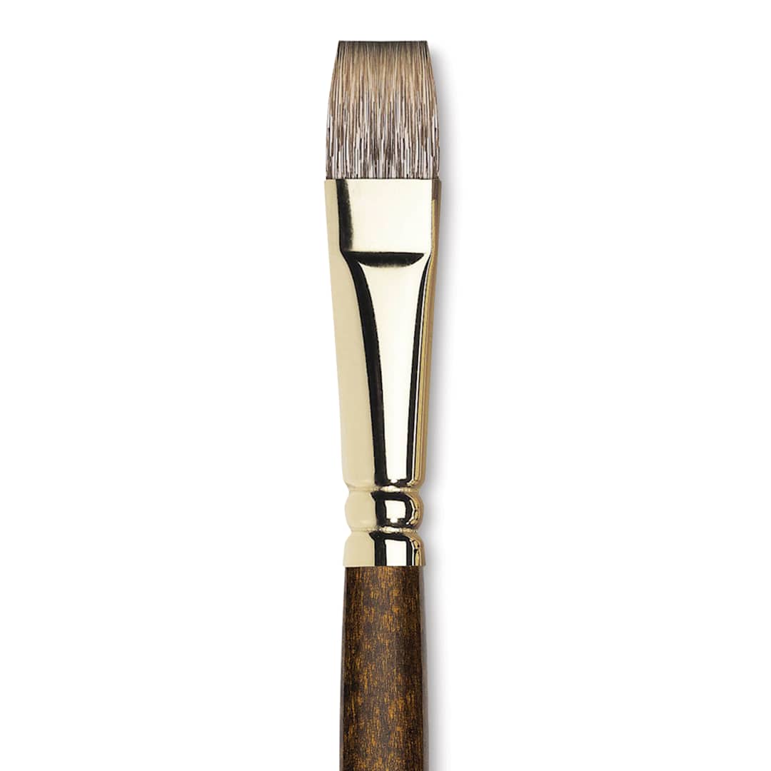 Open in modal - Winsor & Newton Monarch Mongoose Brush - Flat, Long Handle, Size 14, close up