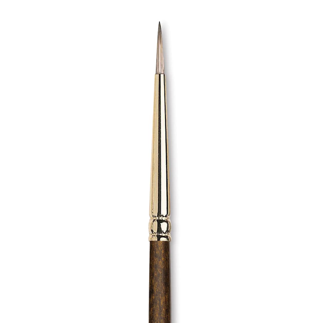 Open in modal - Winsor & Newton Monarch Mongoose Brush - Round, Long Handle, Size 0, close up
