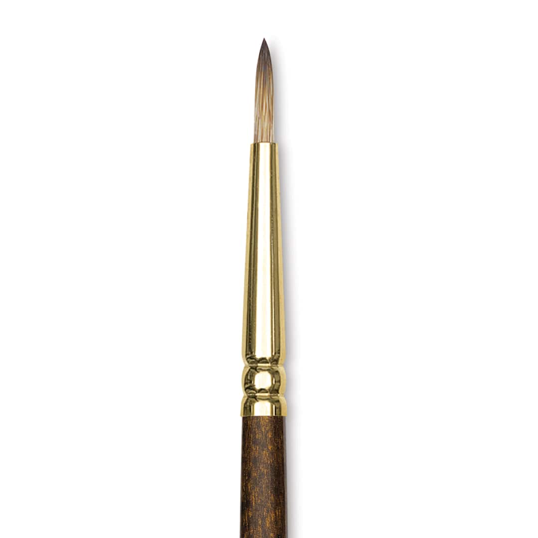 Open in modal - Winsor & Newton Monarch Mongoose Brush - Round, Long Handle, Size 2, close up